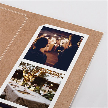 Remerciement mariage kraft vintage photomaton - Détail du faire-part