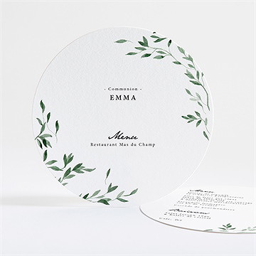 Menu communion belle simplicité rond