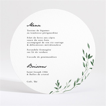 Menu communion belle simplicité rond - Dos du menu
