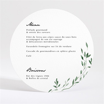 Menu mariage a l'ombre de l'olivier rond - Dos du menu