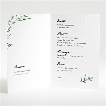Menu mariage a l'ombre de l'olivier plié - Intérieur du menu