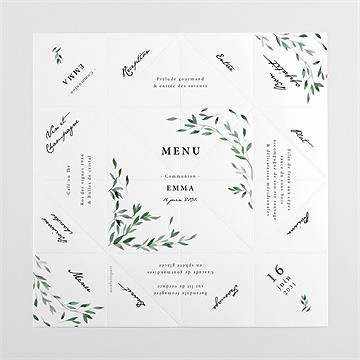 Menu communion belle simplicité cocotte - vue dépliée