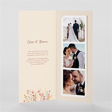 Remerciement mariage élégance champêtre photomaton - Intérieur du faire-part