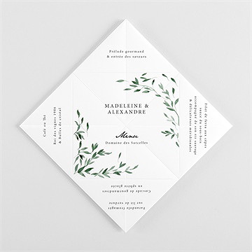 Menu mariage a l'ombre de l'olivier origami - Vue intérieure pliée