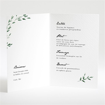 Menu communion belle simplicité plié - Intérieur du menu