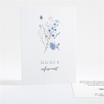 Remerciement décès présent mémoire dorure argent