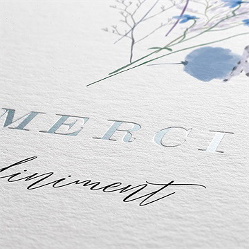 Remerciement décès présent mémoire dorure argent - Détail du carte