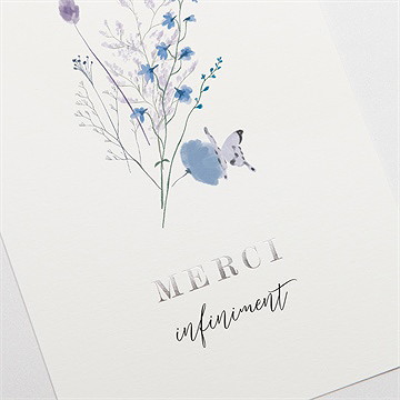 Remerciement décès présent mémoire dorure argent - Détail du carte