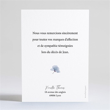 Remerciement décès présent mémoire dorure argent - Dos de la carte