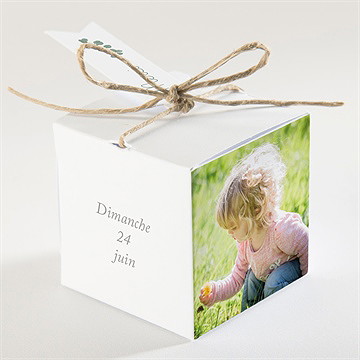 Boîte de dragées baptême belle journée - Dos de la boîte