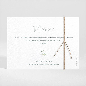Remerciement décès mémento ensemencé - Dos du remerciement