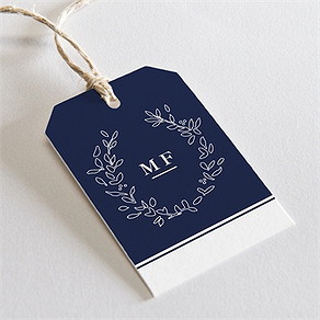 Etiquette mariage bleu romantique