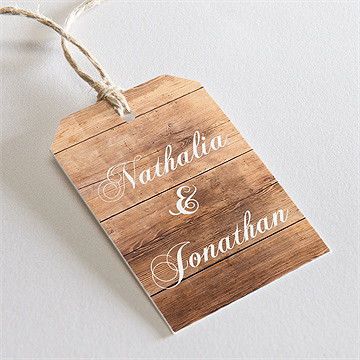 Etiquette mariage boisé