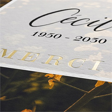 Remerciement décès eternel - Marquage à chaud OR