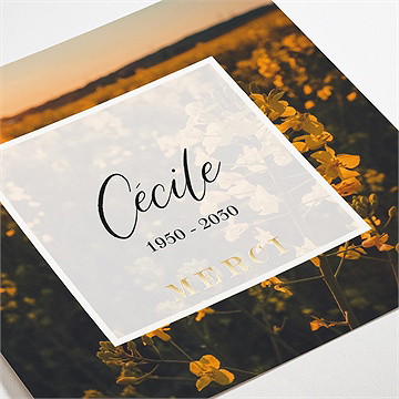 Remerciement décès eternel - Détail de la carte