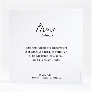 Remerciement décès eternel - Dos de la carte