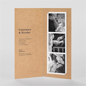 Remerciement mariage photomaton - Intérieur du faire-part