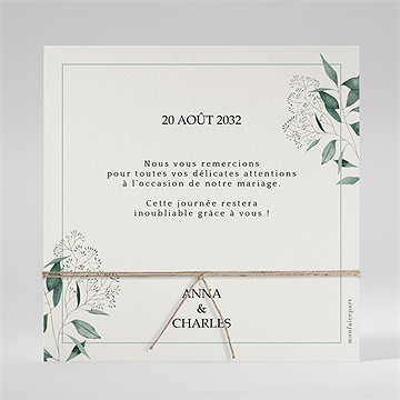 Remerciement mariage intimité ensemencé - Dos du remerciement