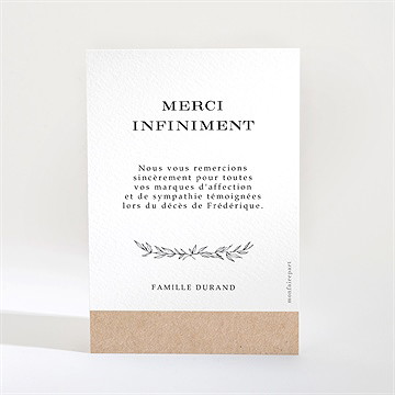 Remerciement décès sa présence portrait - Dos de la carte
