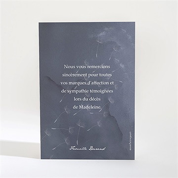 Remerciement décès recueillement portrait - Dos du remerciement