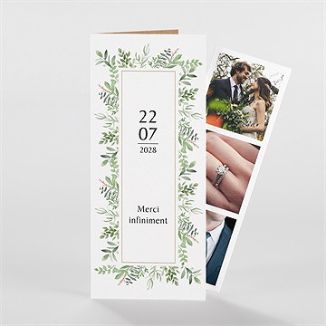 Remerciement mariage feuillage d'été photomaton