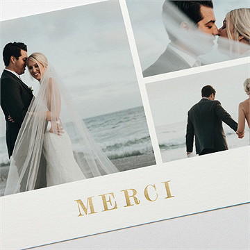 Remerciement mariage fantasques dorure - Détail de la carte