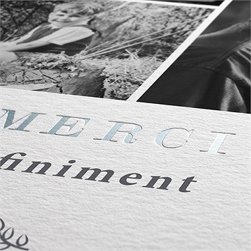 Remerciement décès son roman dorure argent - Détail du carte