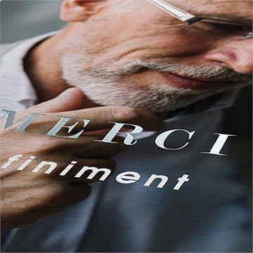 Remerciement décès hommage dorure - Détail du carte