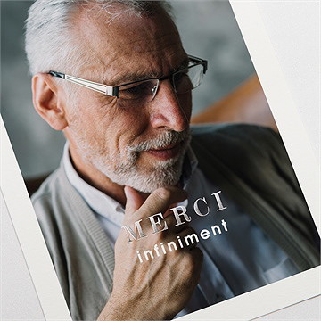 Remerciement décès hommage dorure - Détail du carte