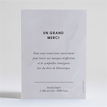 Remerciement décès hommage dorure - Dos de la carte