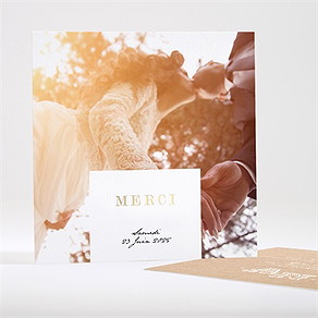 Remerciement mariage noir et kraft chic dorure