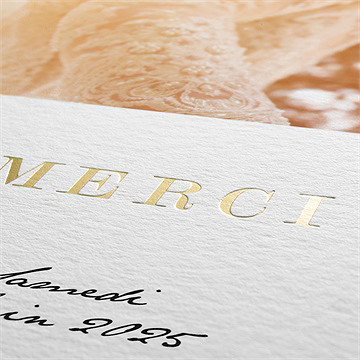 Remerciement mariage noir et kraft chic dorure - Marquage à chaud OR