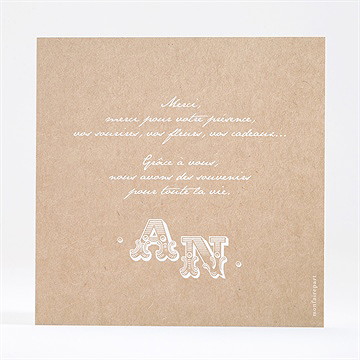 Remerciement mariage noir et kraft chic dorure - Dos de la carte