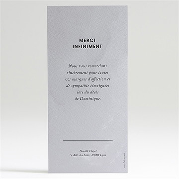 Remerciement décès hommage portrait - Dos de la carte