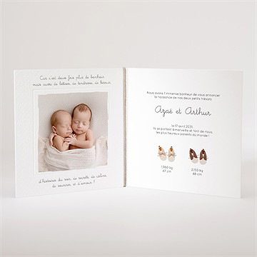 Faire-part naissance des jumeaux ! - Intérieur du faire-part