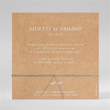 Remerciement mariage bohème écolo carré - Dos du remerciement