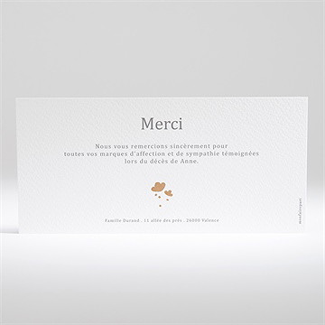 Remerciement décès gaufrage et kraft paysage - Dos du faire-part
