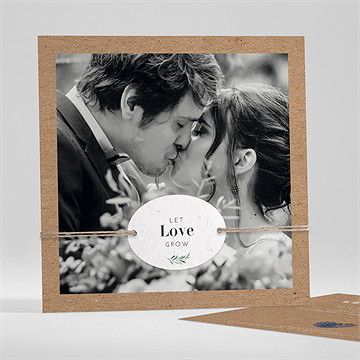 Remerciement mariage uniques empreintes carré