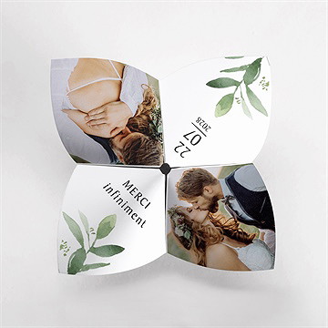 Remerciement mariage nature chic cocotte - Dessus du faire-part
