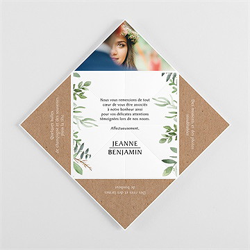 Remerciement mariage nature chic cocotte - Faire-part plié