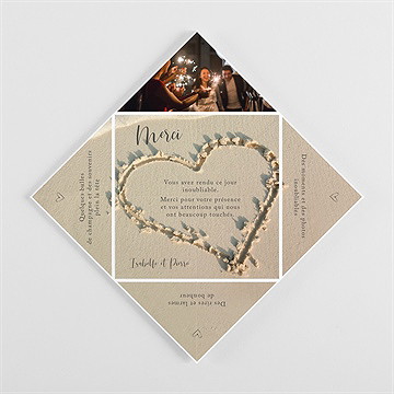 Remerciement mariage dans le sable origami - Vue pliée