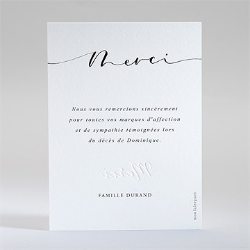 Remerciement décès tant de souvenirs gaufrage - Dos de la carte