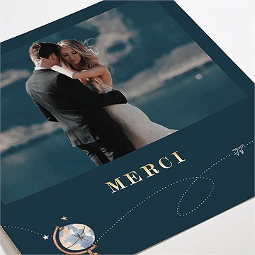 Remerciement mariage notre passeport dorure - Détail de la carte