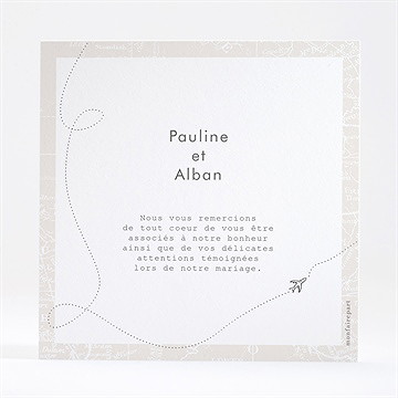 Remerciement mariage notre passeport dorure - Dos de la carte