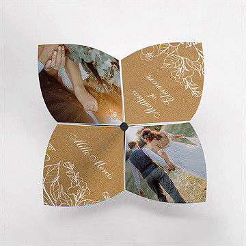 Remerciement mariage belle découverte origami - Vue de dessus