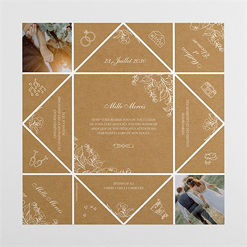 Remerciement mariage belle découverte origami - Vue dépliée