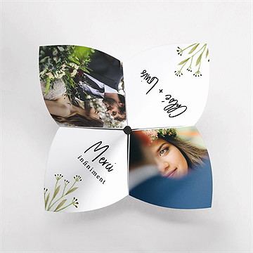 Remerciement mariage art champêtre origami - Dessus du faire-part