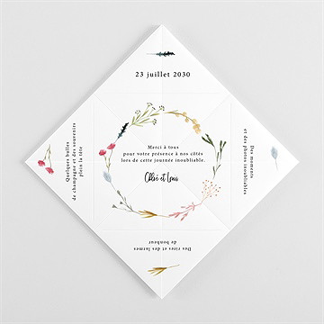 Remerciement mariage art champêtre origami - Faire-part plié