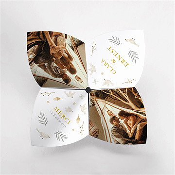 Remerciement mariage céleste origami - Vue du dessus