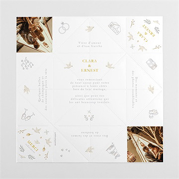 Remerciement mariage céleste origami - Vue cocotte dépliée